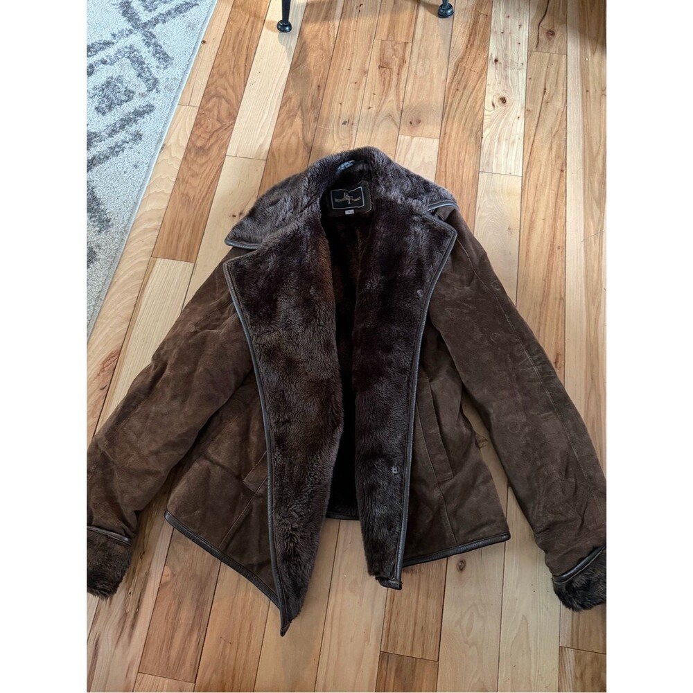 Brandon Thomas Dark Brown Faux Fur Suede Jacket